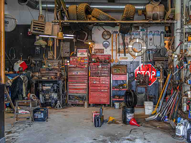 Dirty, unorganized garage