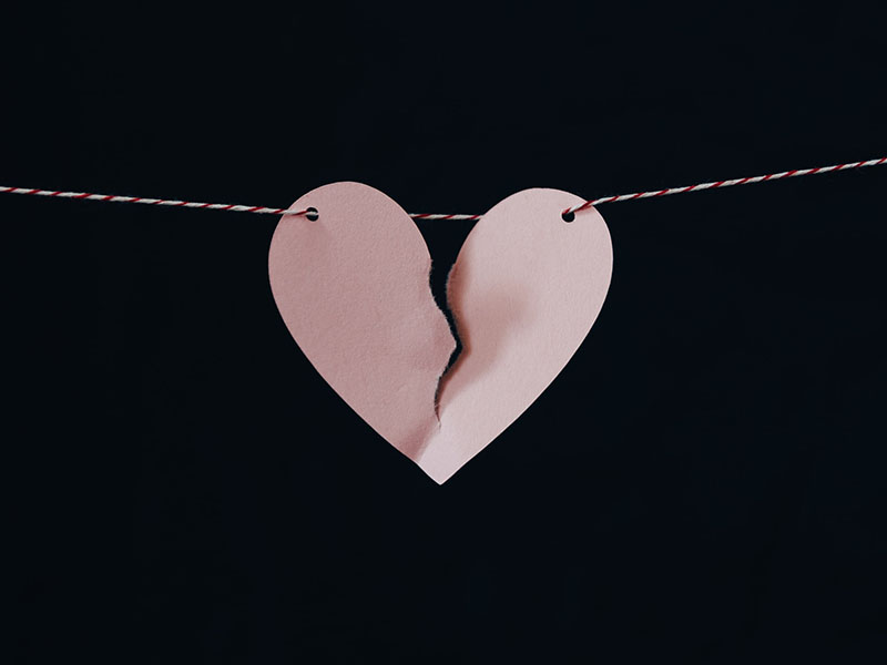 Pink Paper Heart hanging on string