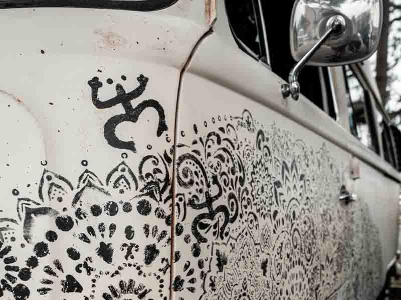 White and Black painted Volkswagon van
