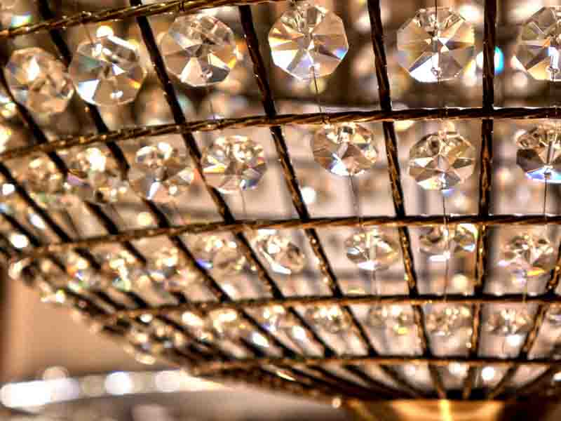 Bronze and crystal chandelier