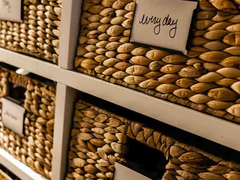 Labeled boxes and baskets