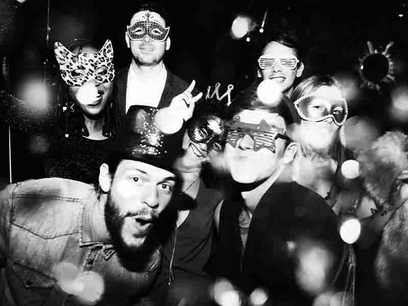 Costume party goers