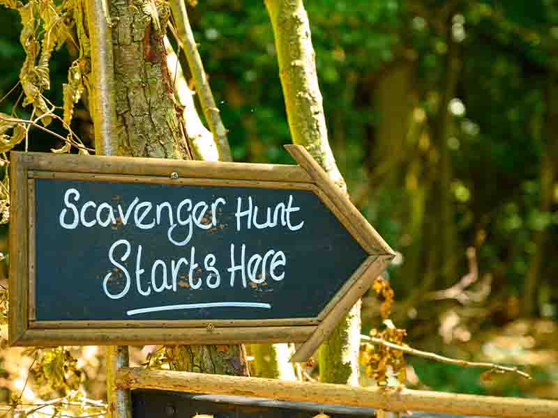 Scavenger hunt sign