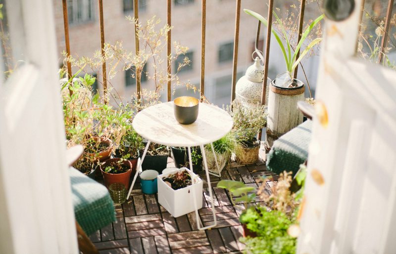 Small balcony patio with plants
