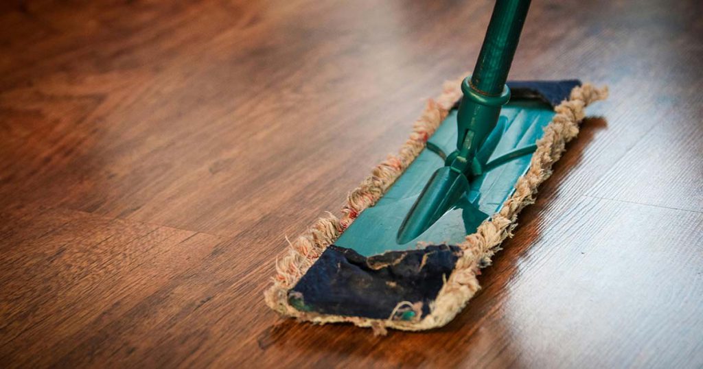 Mop on wood floor