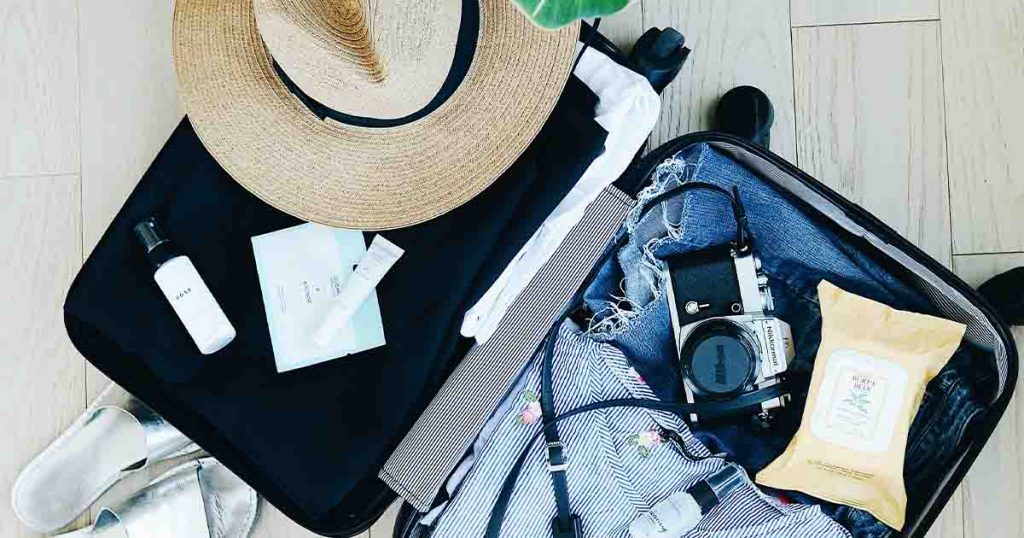 Overhead shot of open suitcase