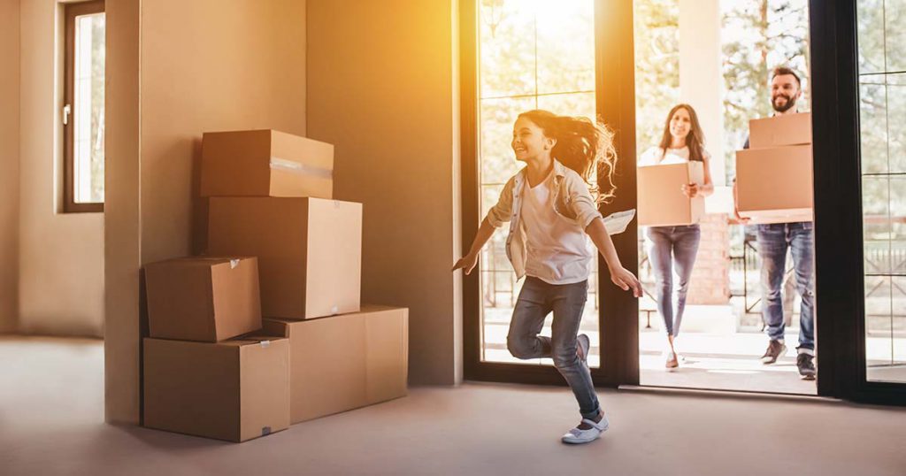 Family moving into a new home