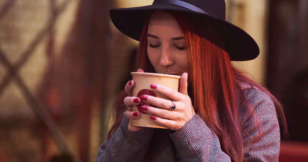 Woman drinking coffee