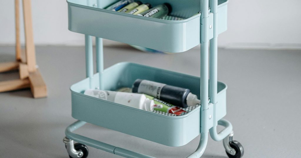 blue storage cart
