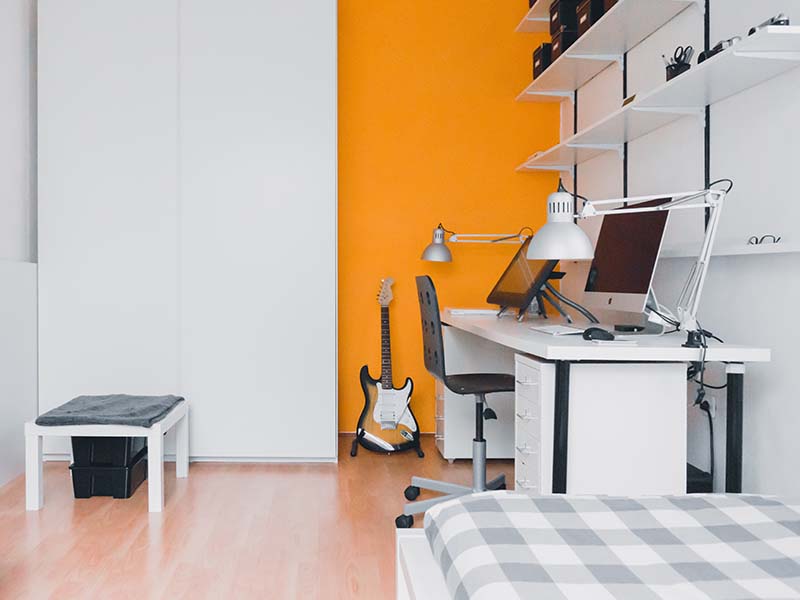 Organized dorm room